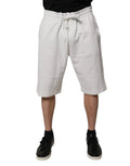 Dolce & Gabbana White Cotton Sweatshorts Men Bermuda Shorts by Dolce & Gabbana