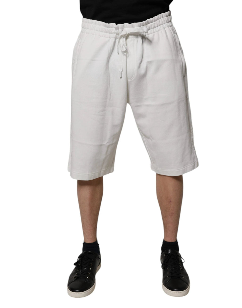 Dolce & Gabbana White Cotton Sweatshorts Men Bermuda Shorts by Dolce & Gabbana