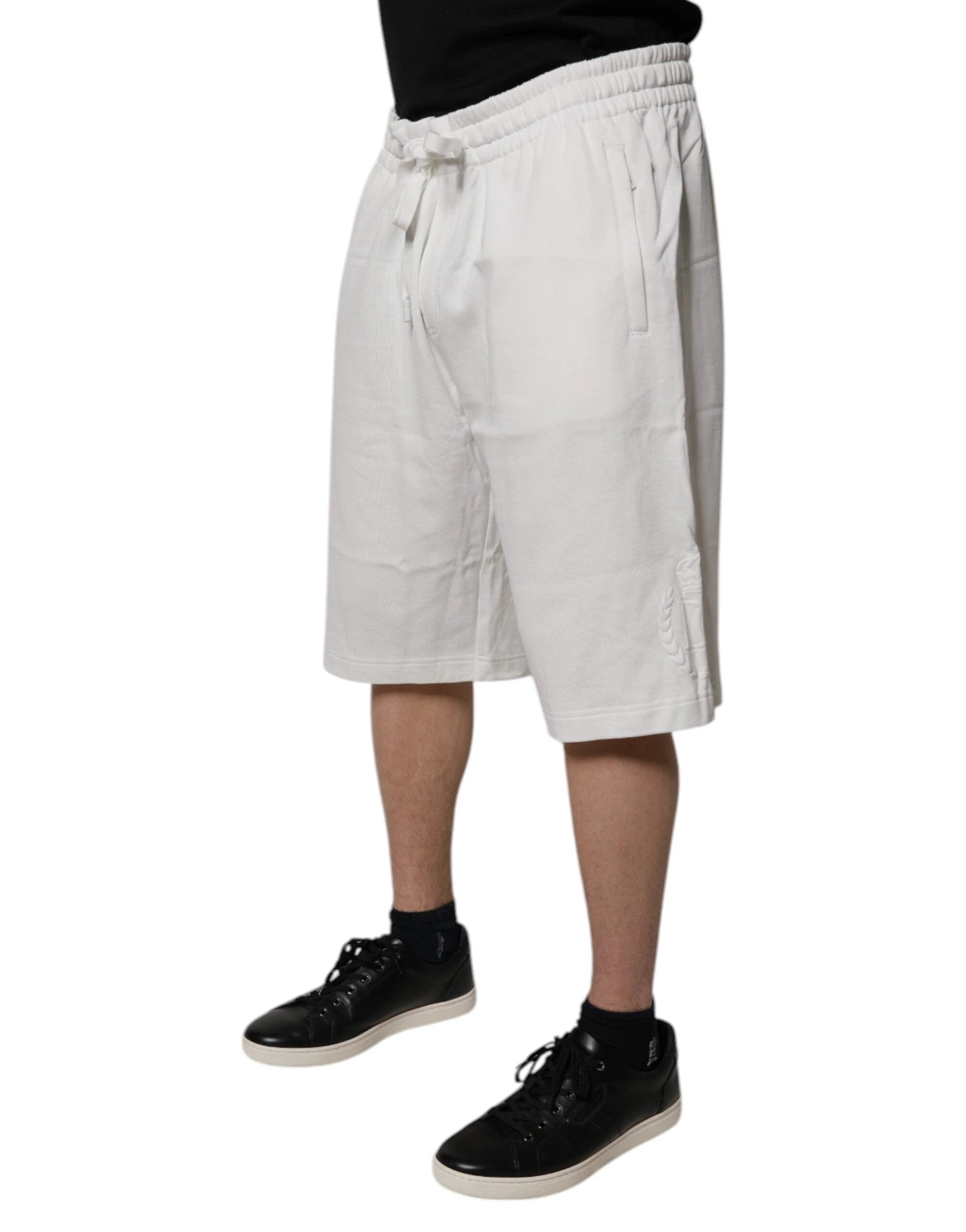 Dolce & Gabbana White Cotton Sweatshorts Men Bermuda Shorts by Dolce & Gabbana