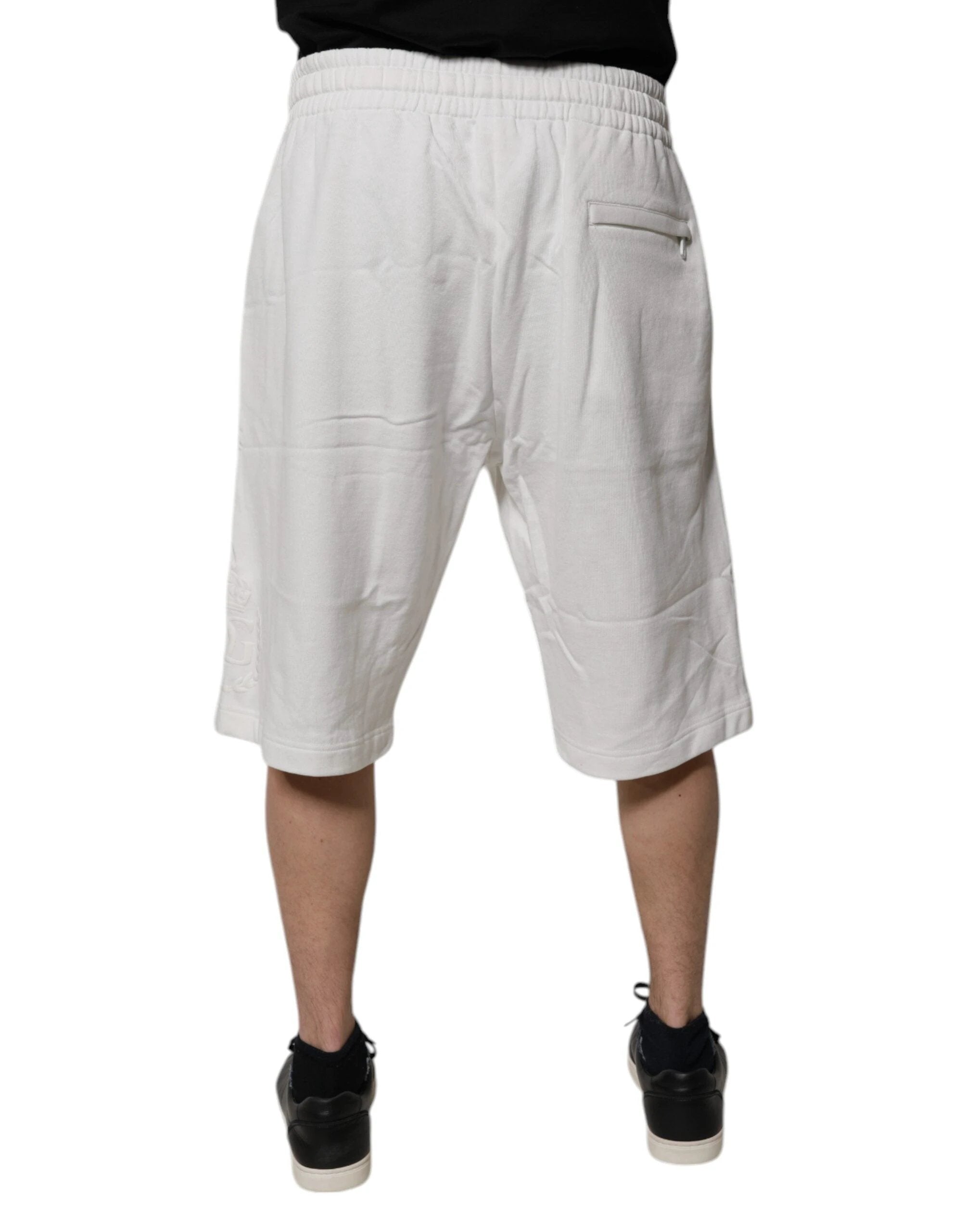 Dolce & Gabbana White Cotton Sweatshorts Men Bermuda Shorts by Dolce & Gabbana