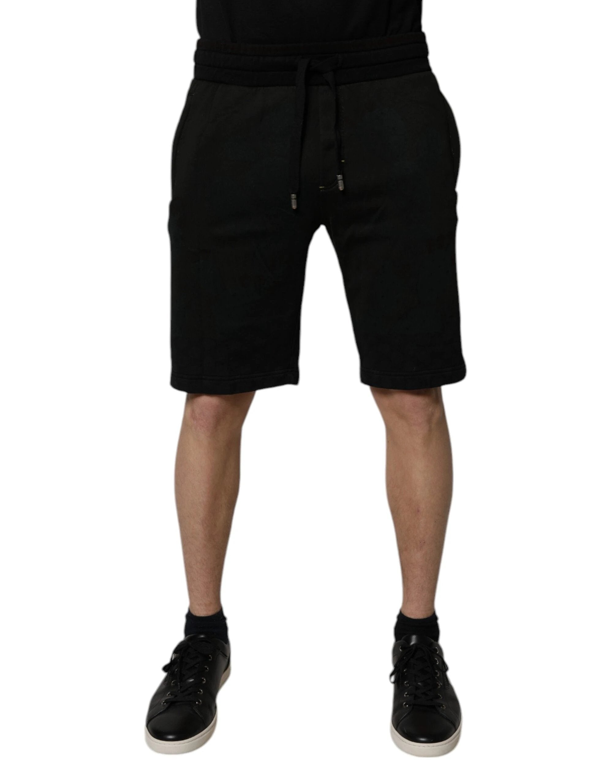 Dolce & Gabbana Black Cotton Sweatshorts Men Bermuda Shorts by Dolce & Gabbana