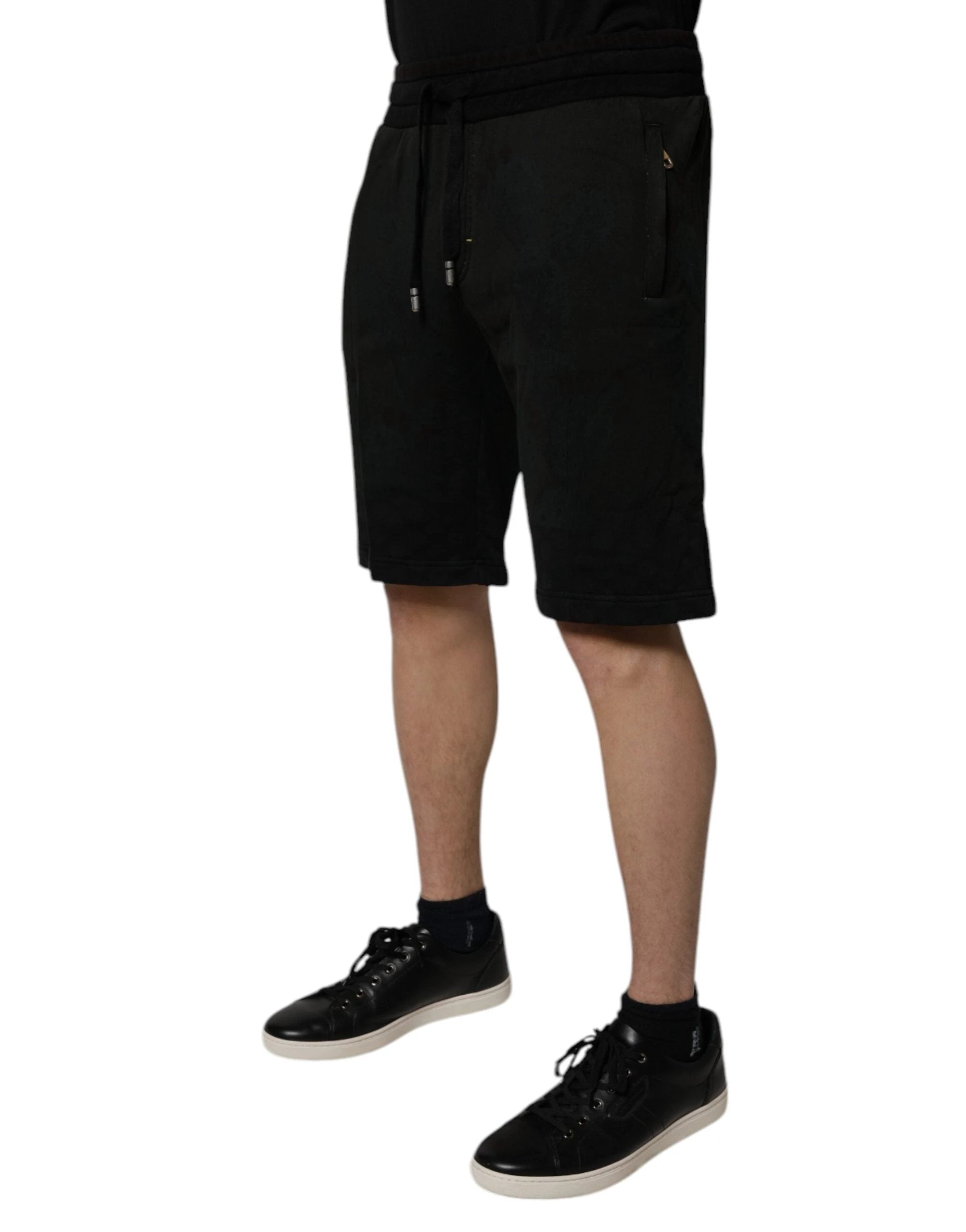 Dolce & Gabbana Black Cotton Sweatshorts Men Bermuda Shorts by Dolce & Gabbana