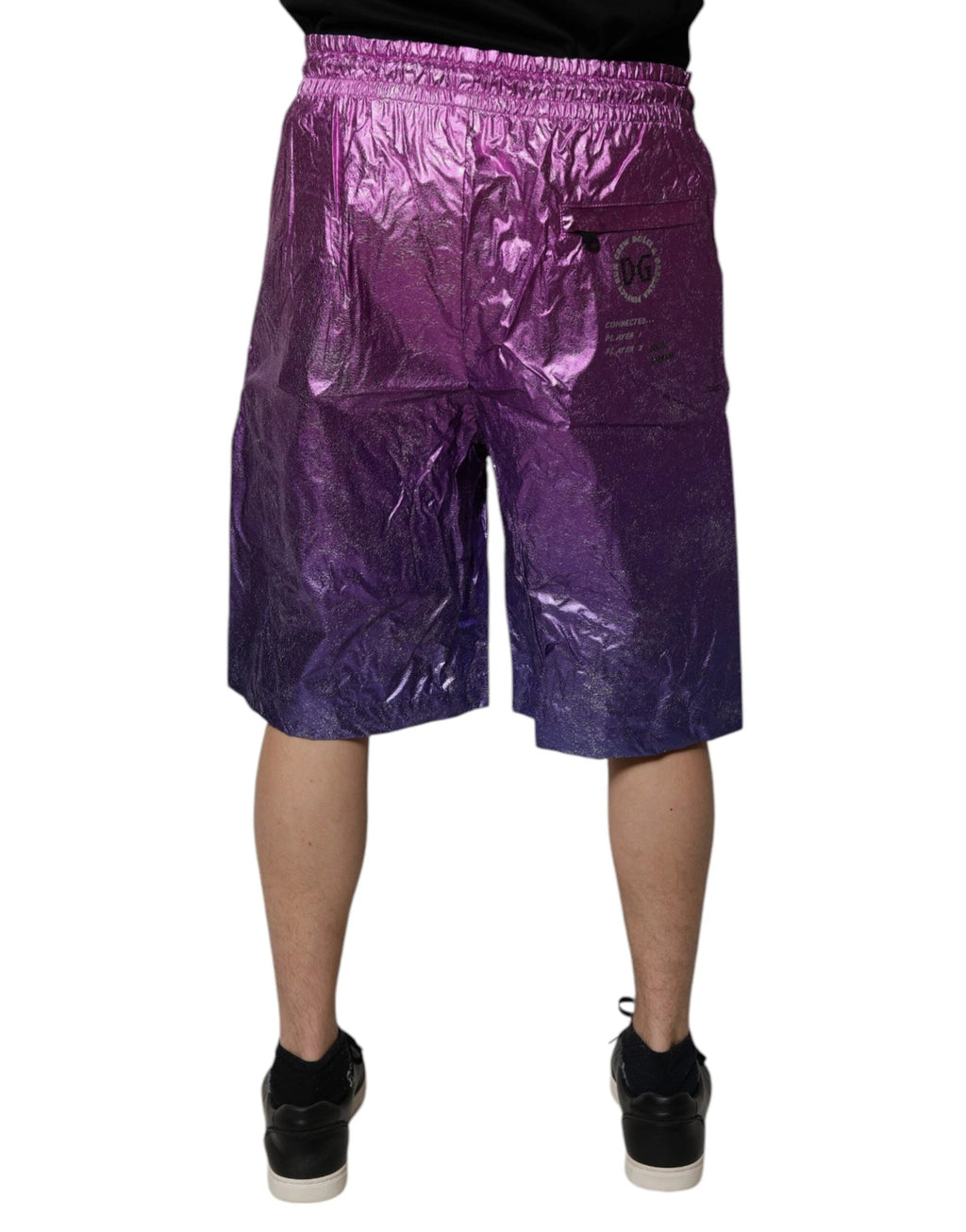 Dolce & Gabbana Metallic Pink Purple Two Tone Bermuda Shorts by Dolce & Gabbana