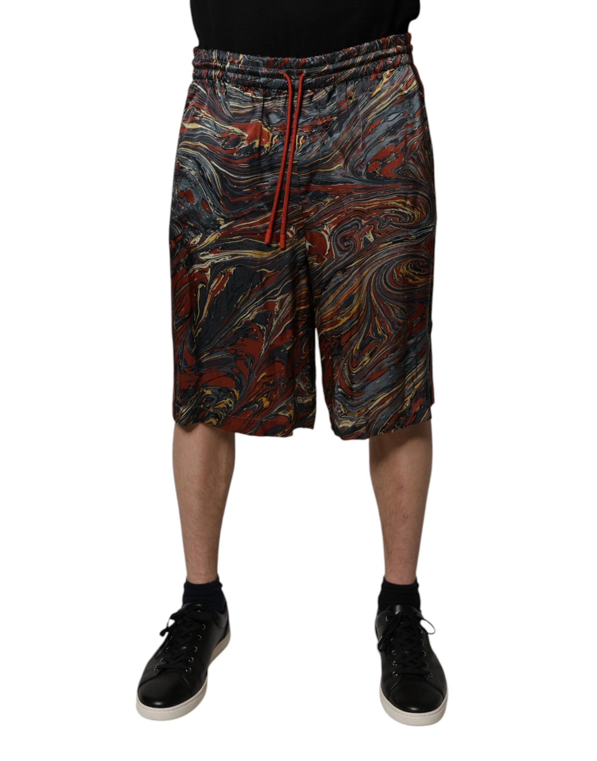 Dolce & Gabbana Multicolor Marble Print Trouser Bermuda Shorts by Dolce & Gabbana
