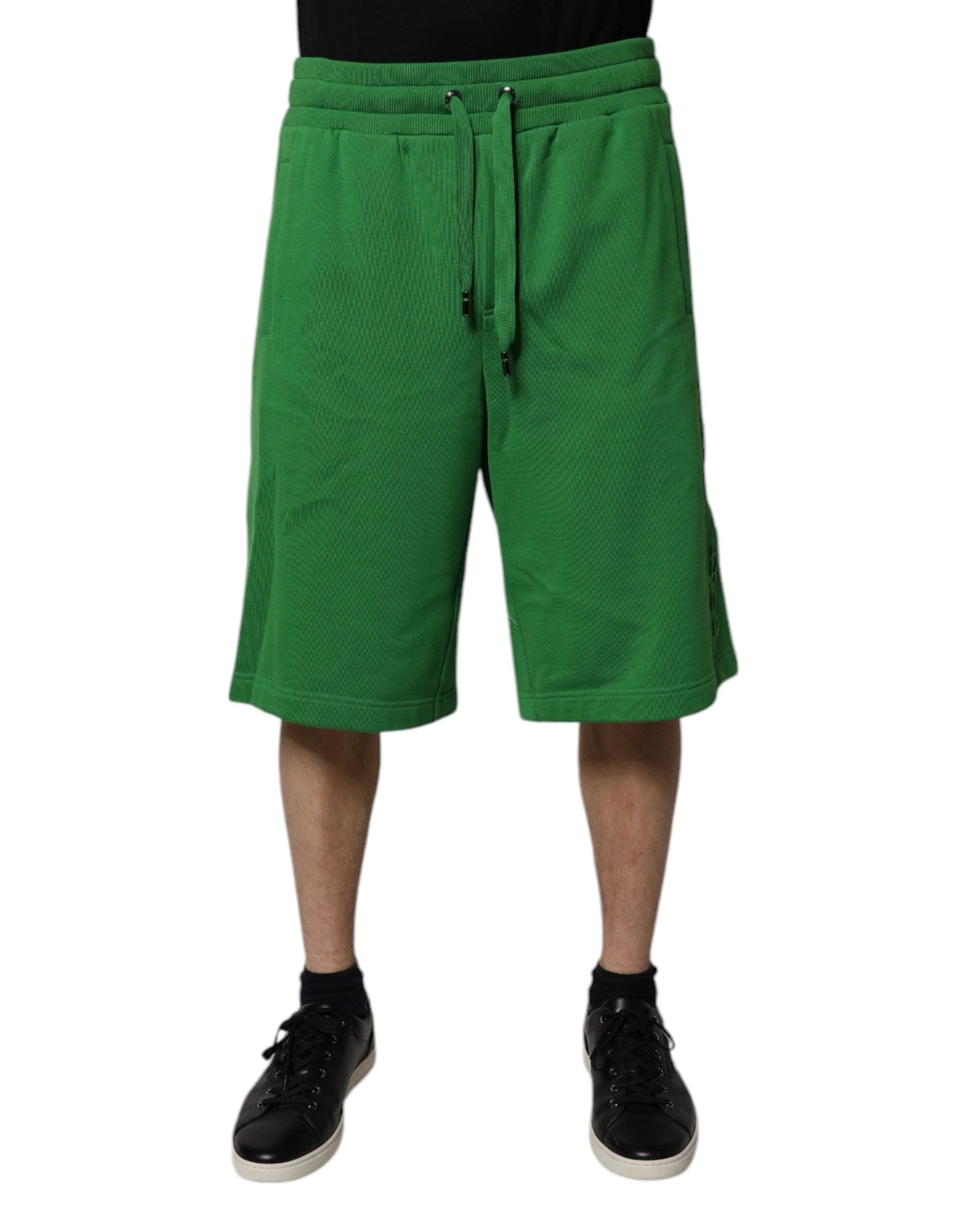 Dolce & Gabbana Green Cotton Men Sweatshorts Bermuda Shorts by Dolce & Gabbana