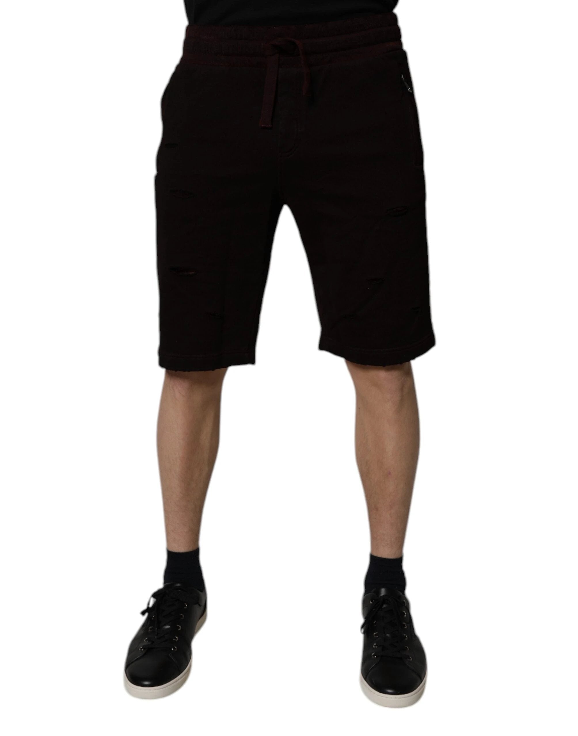 Dolce & Gabbana Maroon Cotton Sweatshorts Men Bermuda Shorts by Dolce & Gabbana