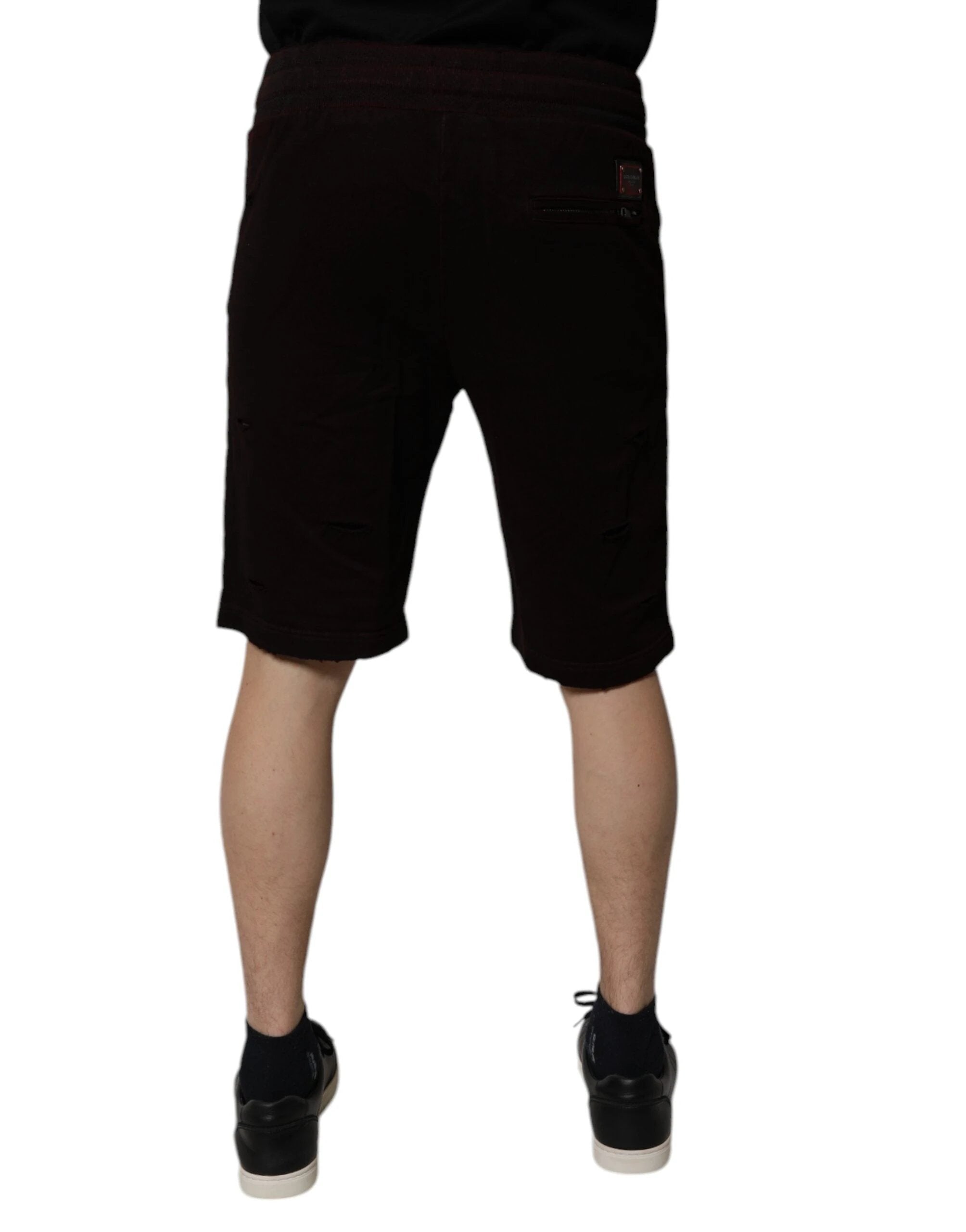 Dolce & Gabbana Maroon Cotton Sweatshorts Men Bermuda Shorts by Dolce & Gabbana