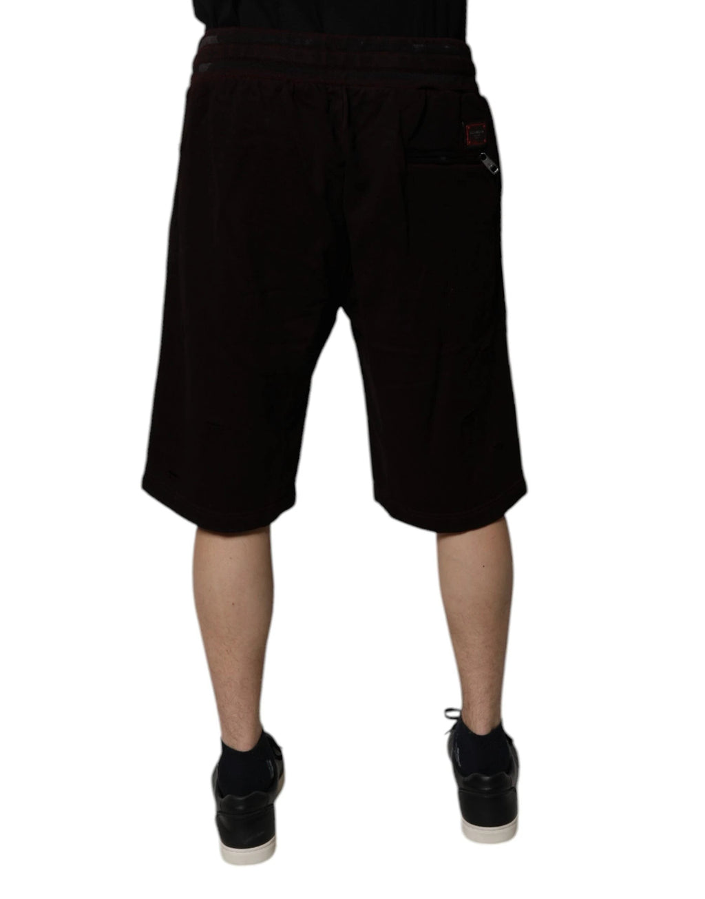 Dolce & Gabbana Maroon Cotton Logo Plaque Men Bermuda Shorts by Dolce & Gabbana
