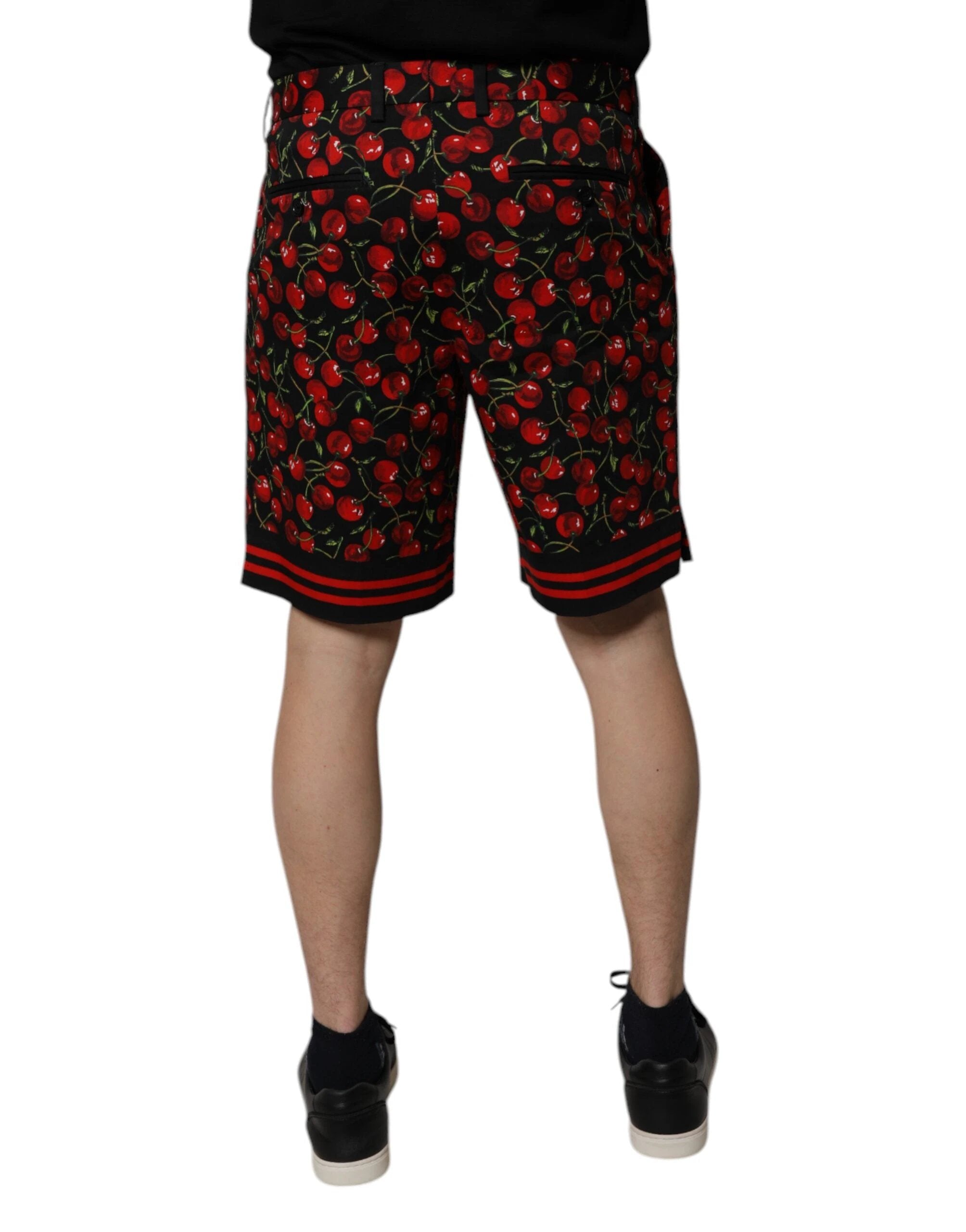 Dolce & Gabbana Black Red Cherry Print Bermuda Cotton Shorts by Dolce & Gabbana