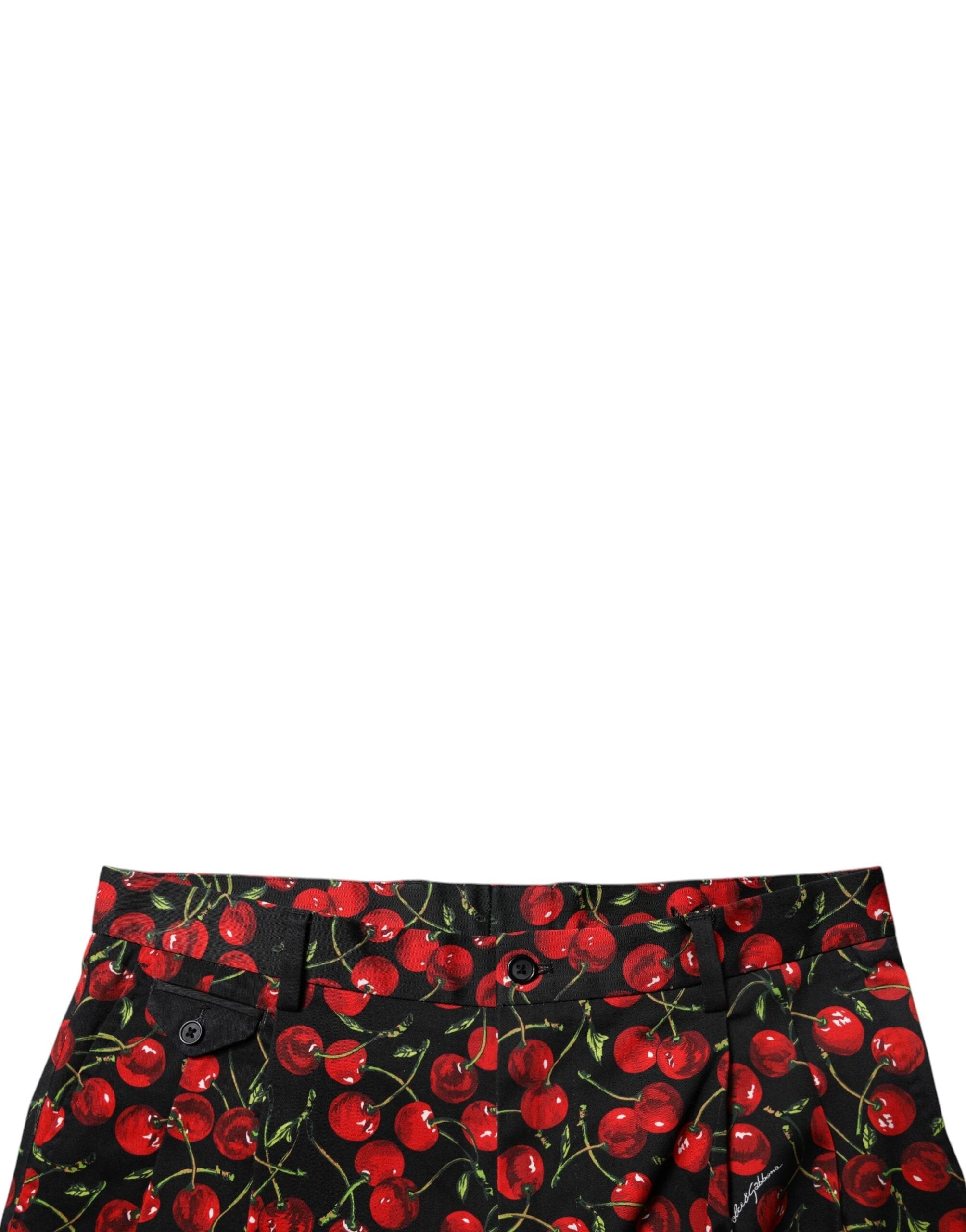 Dolce & Gabbana Black Red Cherry Print Bermuda Cotton Shorts by Dolce & Gabbana