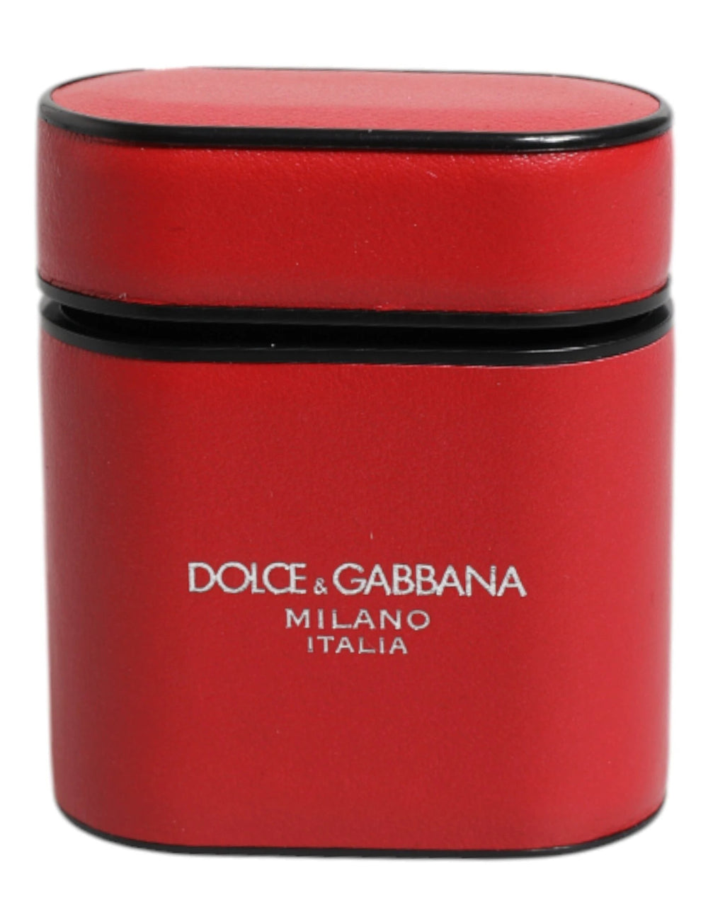 Dolce & Gabbana Red Calfskin Leather Logo Print Flip Holder Airpods Case by Dolce & Gabbana