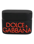 Dolce & Gabbana Black Orange Silicone Embossed Logo Airpods Case by Dolce & Gabbana