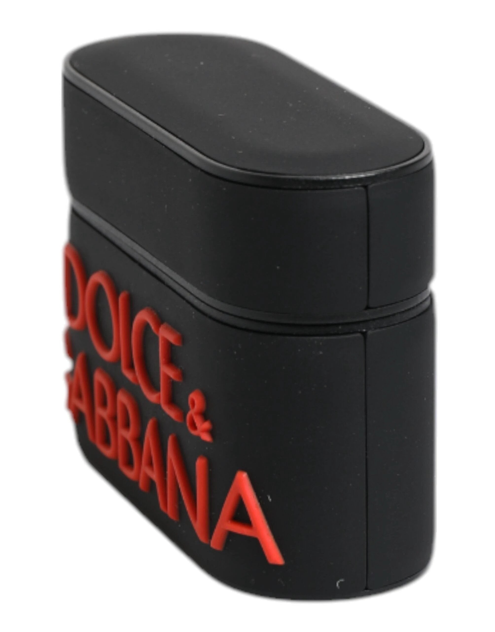 Dolce & Gabbana Black Orange Silicone Embossed Logo Airpods Case by Dolce & Gabbana