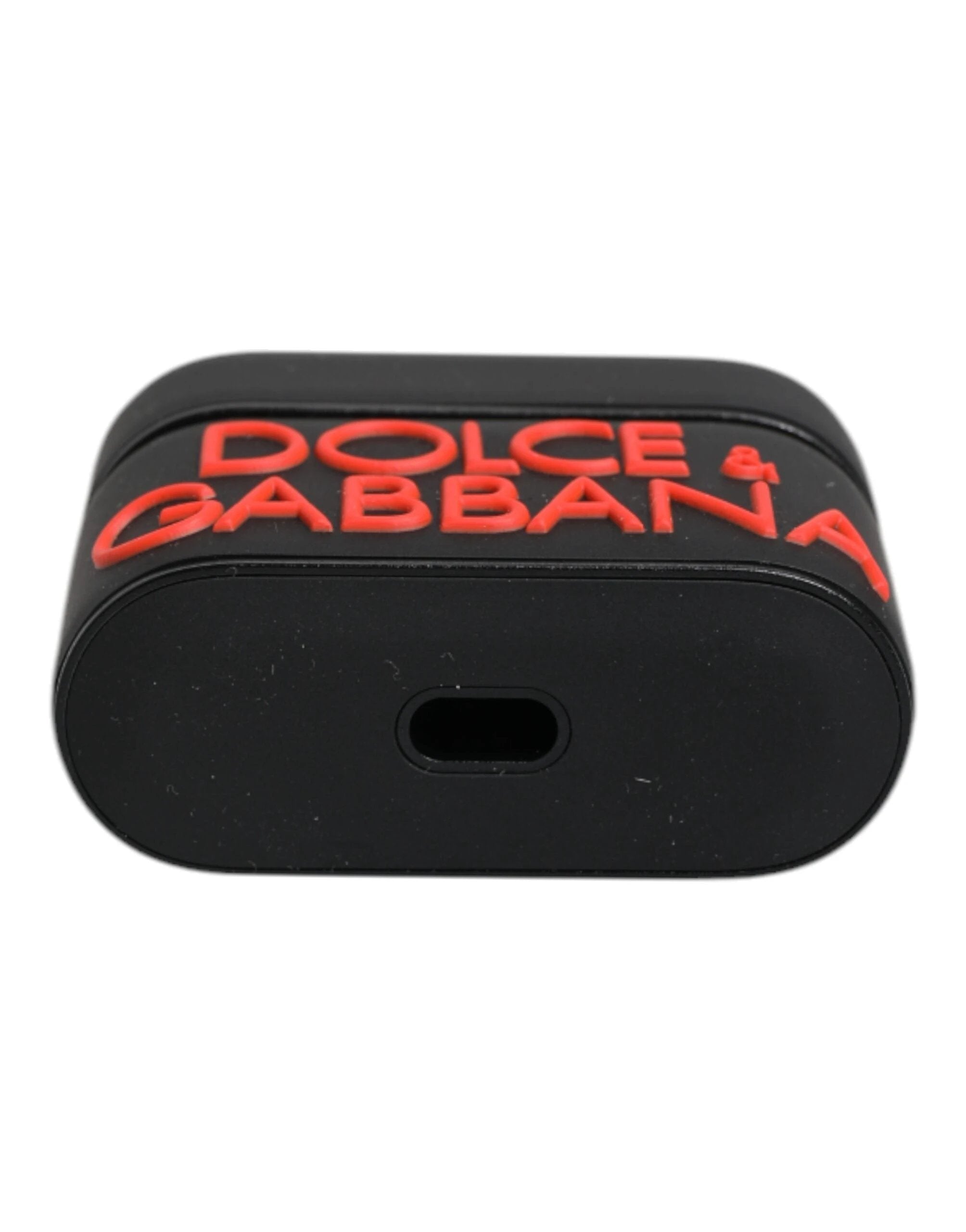 Dolce & Gabbana Black Orange Silicone Embossed Logo Airpods Case by Dolce & Gabbana