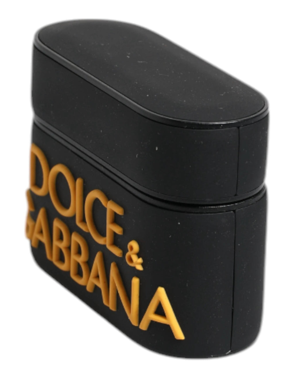 Dolce & Gabbana Black Yellow Silicone Embossed Logo Airpods Case by Dolce & Gabbana