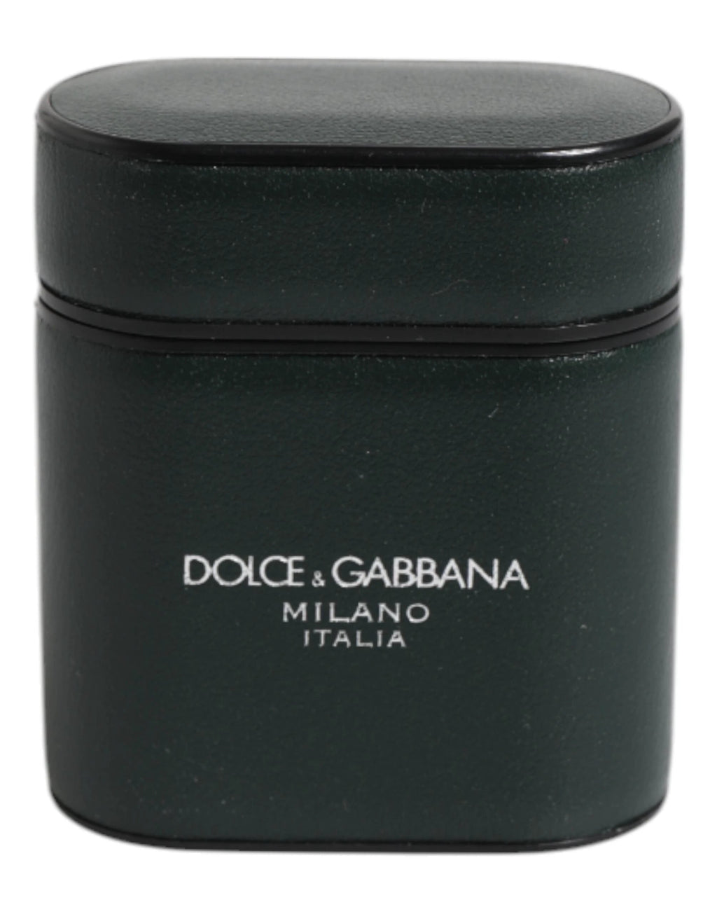 Dolce & Gabbana Green Calfskin Leather Logo Print Flip Holder Airpods Case by Dolce & Gabbana