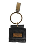 Dolce & Gabbana Black Leather Strap Gold Metal Logo Plaque Airpods Case by Dolce & Gabbana