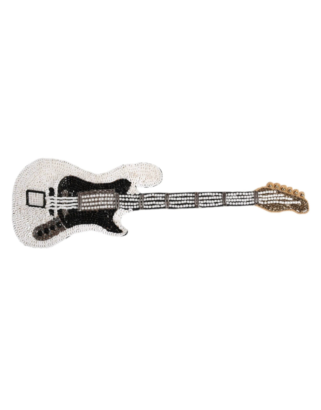 Dolce & Gabbana Gold Brass Logo Beaded Guitar Pin Brooch by Dolce & Gabbana