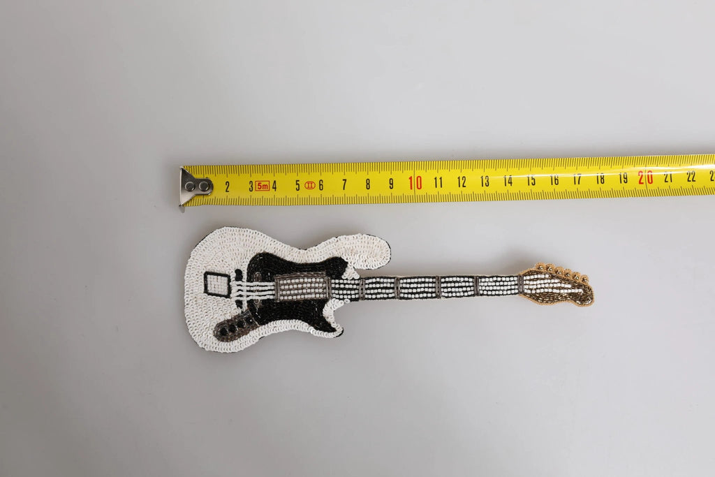 Dolce & Gabbana Gold Brass Logo Beaded Guitar Pin Brooch by Dolce & Gabbana