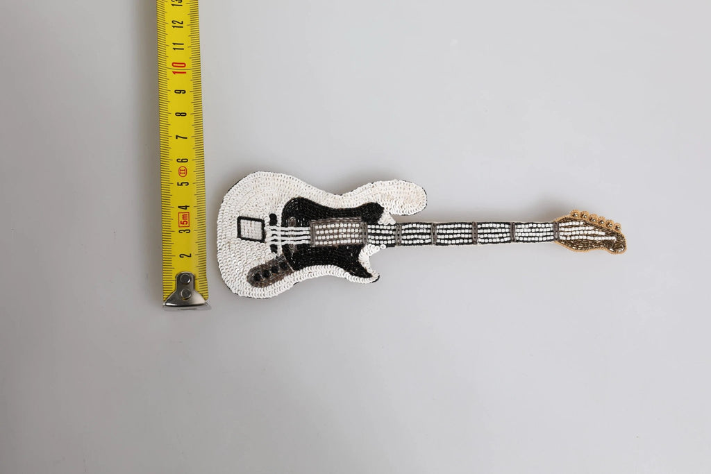 Dolce & Gabbana Gold Brass Logo Beaded Guitar Pin Brooch by Dolce & Gabbana