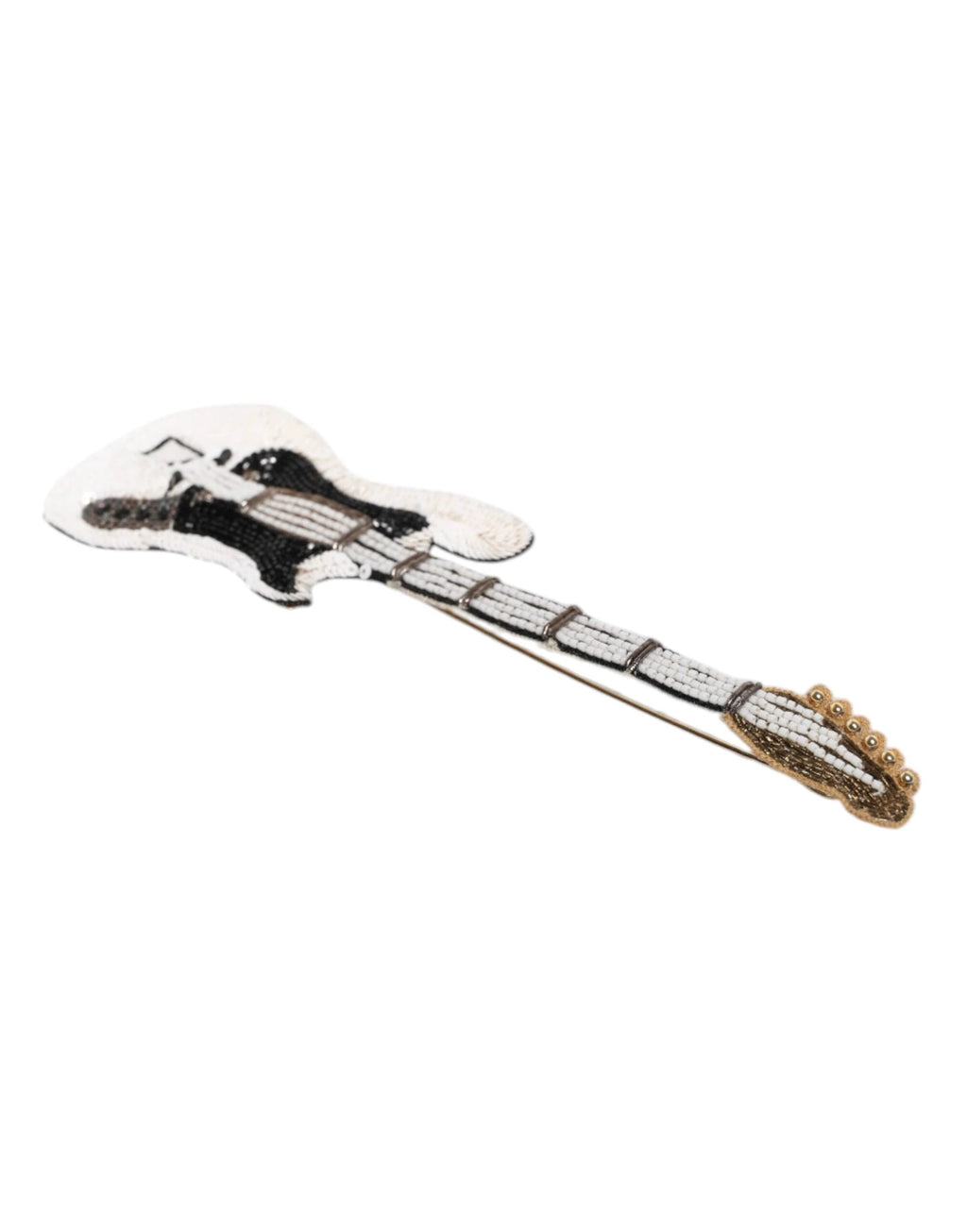 Dolce & Gabbana Gold Brass Logo Beaded Guitar Pin Brooch by Dolce & Gabbana
