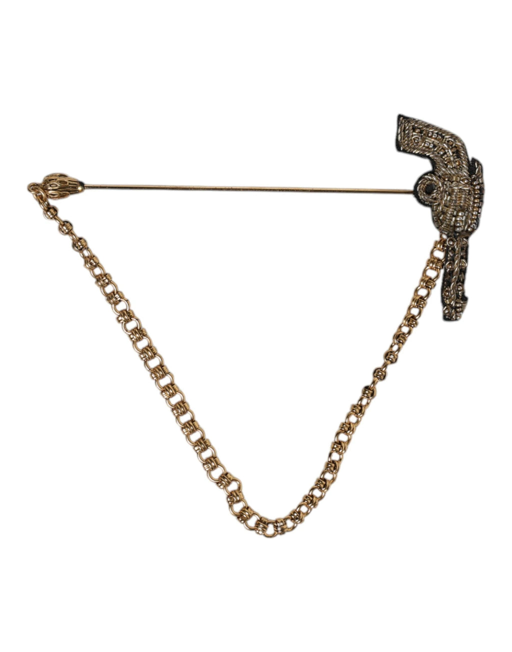 Dolce & Gabbana Black Gold Brass Copper Revolver Brooch Lapel Pin by Dolce & Gabbana