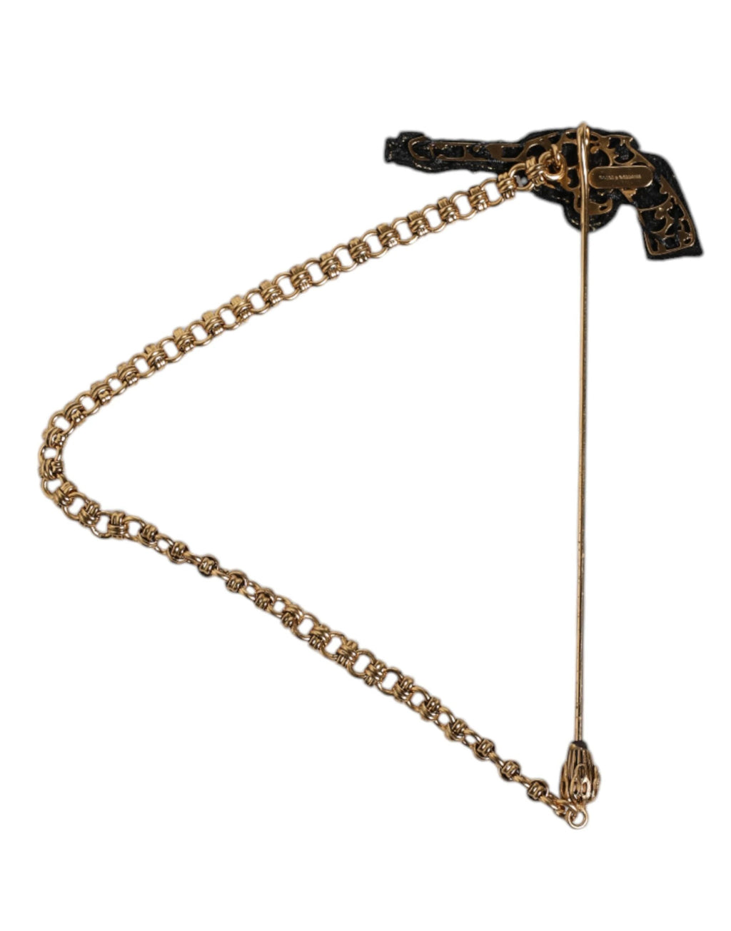 Dolce & Gabbana Black Gold Brass Copper Revolver Brooch Lapel Pin by Dolce & Gabbana
