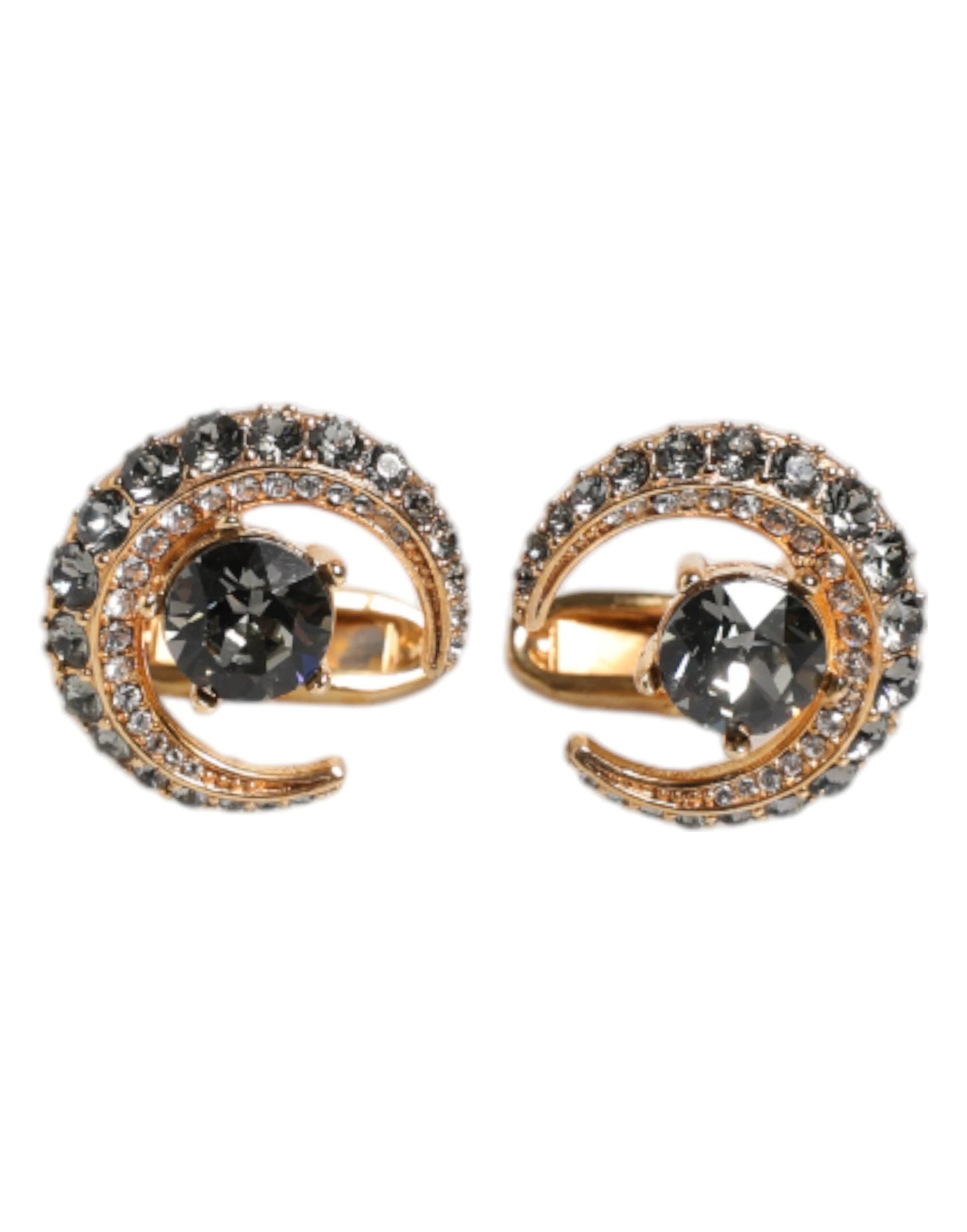 Dolce & Gabbana Brass Gold Black Crystal Luna Cufflink by Dolce & Gabbana
