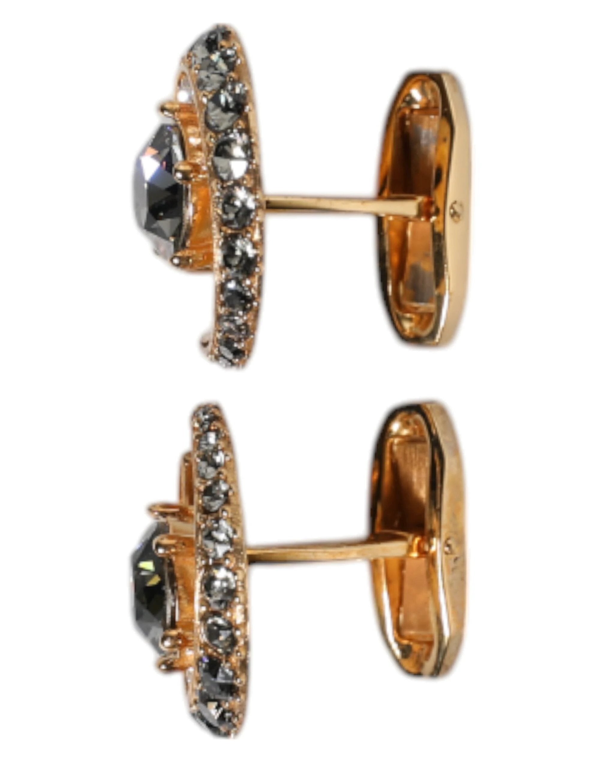 Dolce & Gabbana Brass Gold Black Crystal Luna Cufflink by Dolce & Gabbana