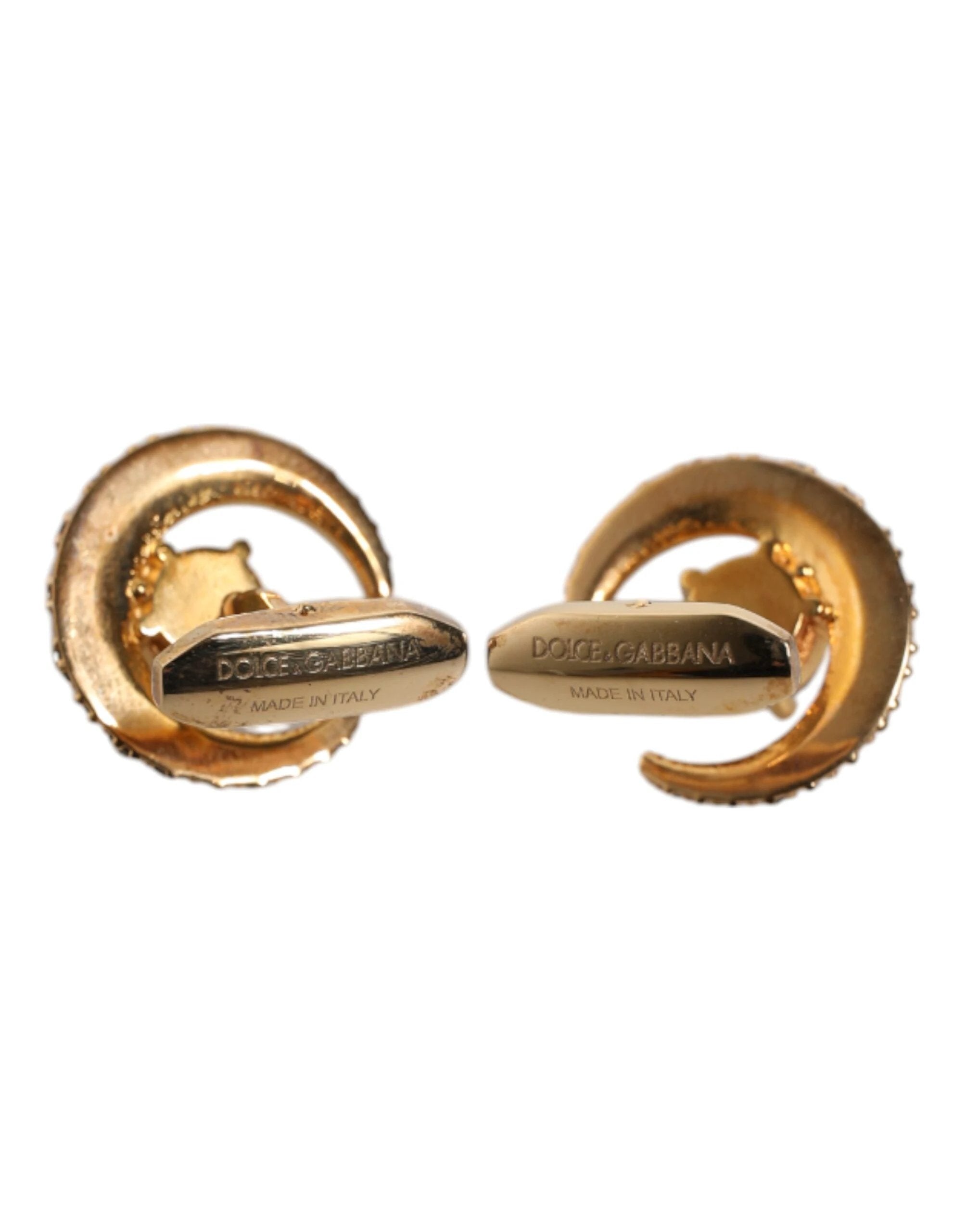 Dolce & Gabbana Brass Gold Black Crystal Luna Cufflink by Dolce & Gabbana