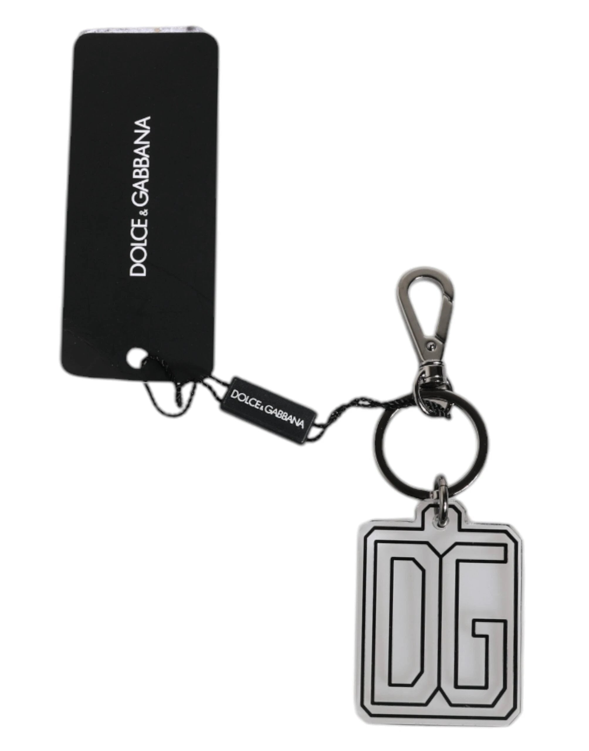 Dolce & Gabbana Gray Black DG Rubber Logo Silver Men's Keychain Keyring by Dolce & Gabbana