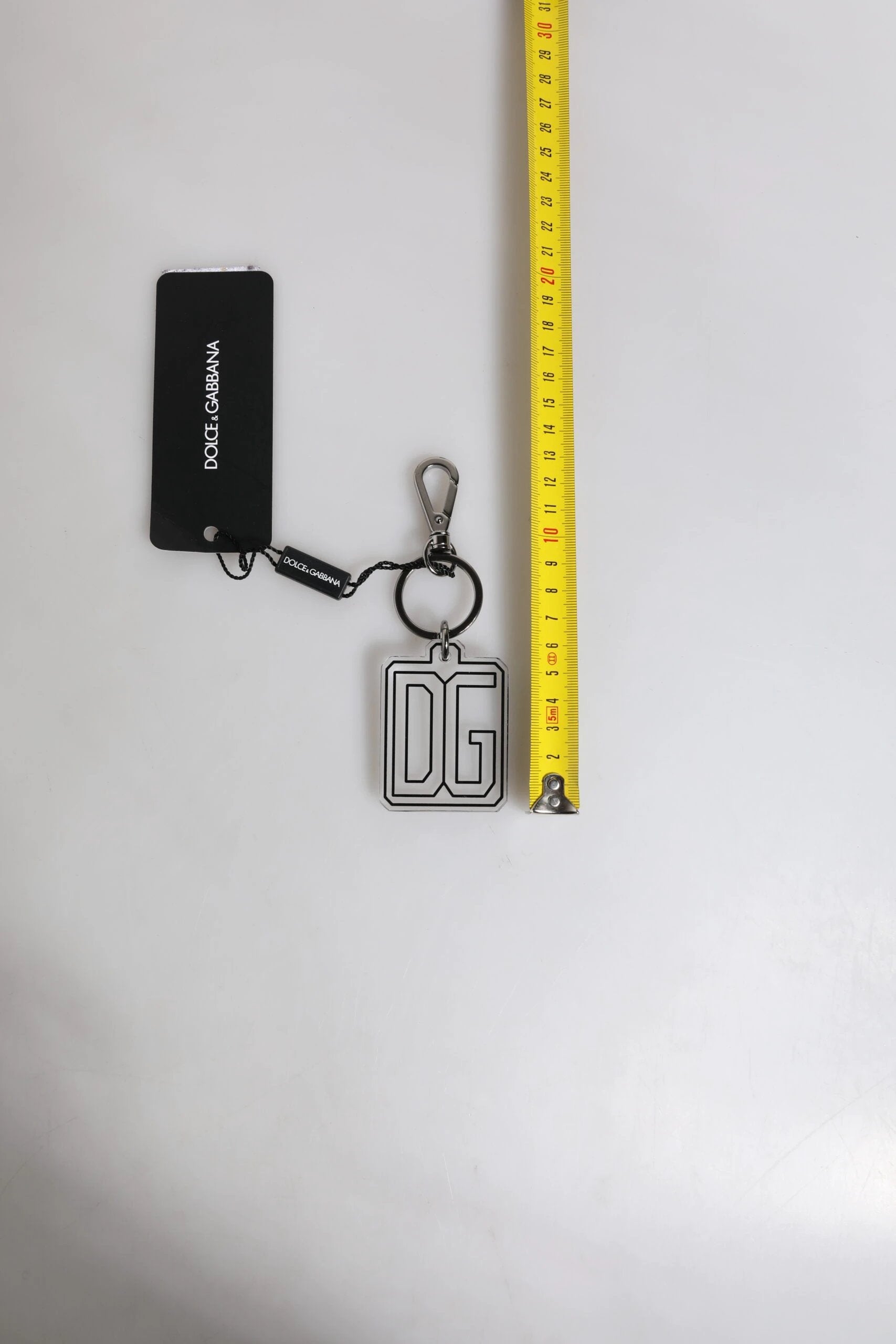 Dolce & Gabbana Gray Black DG Rubber Logo Silver Men's Keychain Keyring by Dolce & Gabbana