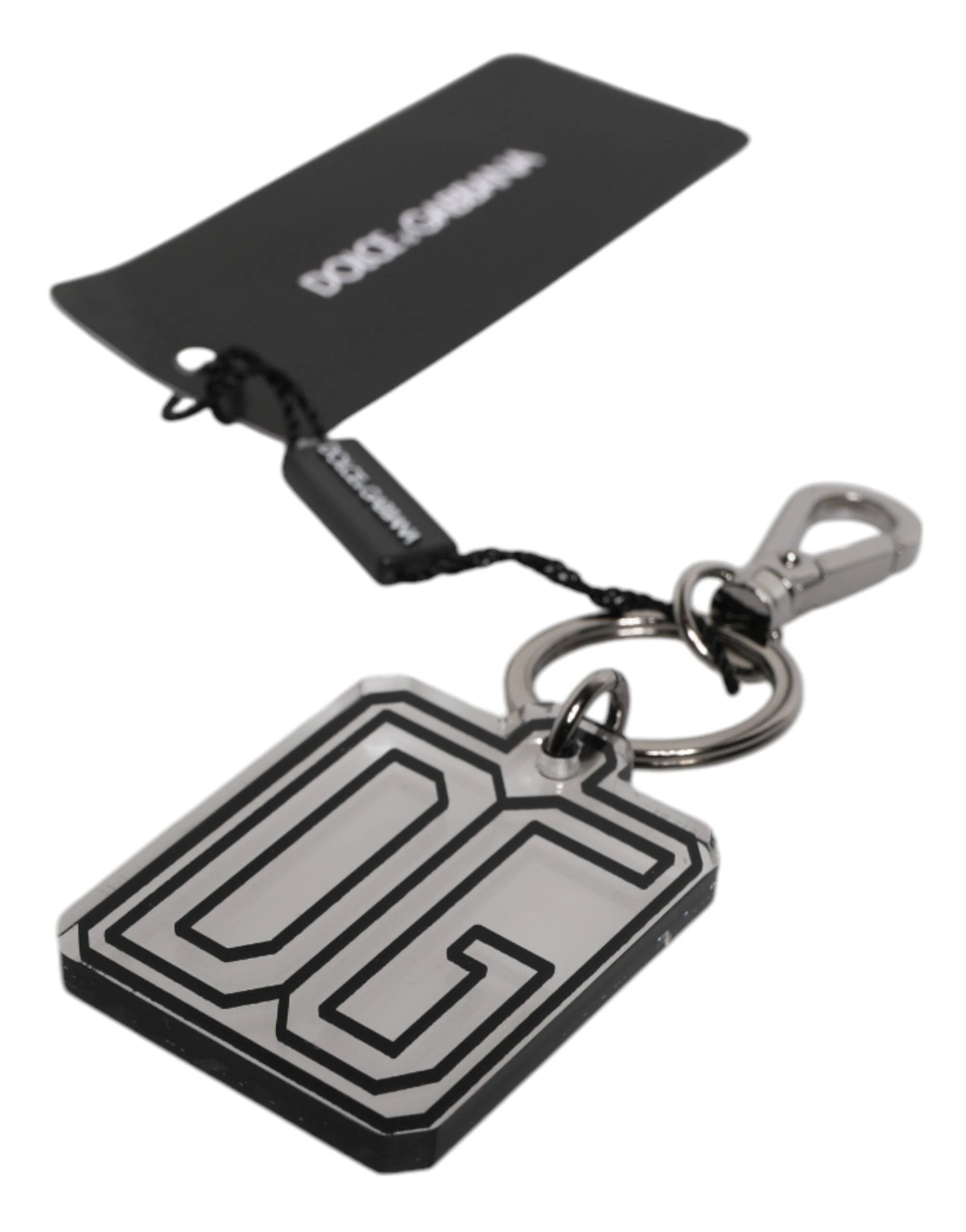 Dolce & Gabbana Gray Black DG Rubber Logo Silver Men's Keychain Keyring by Dolce & Gabbana