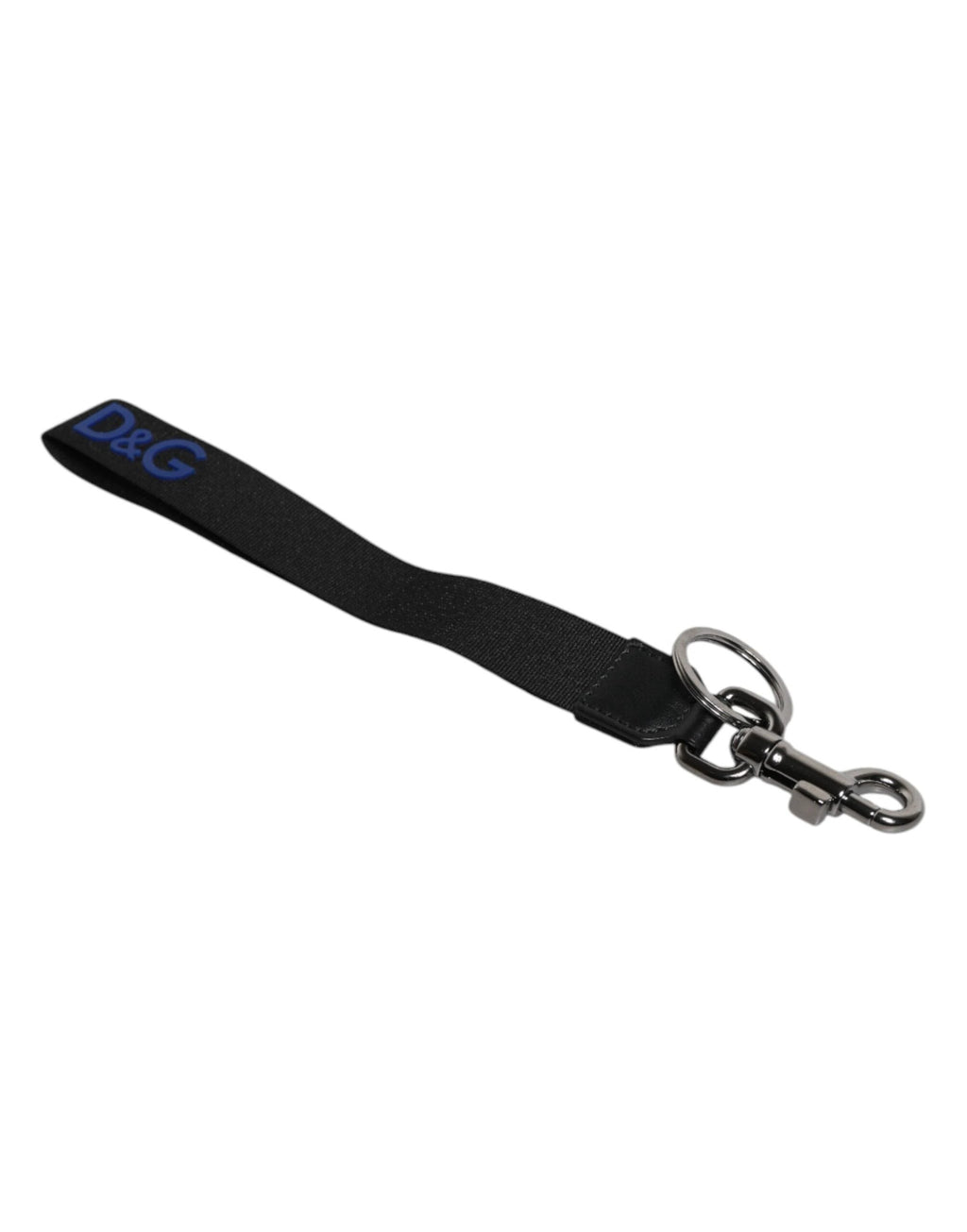 Dolce & Gabbana Black Logo Nylon Silver Brass Men Holder Keychain Keyring by Dolce & Gabbana