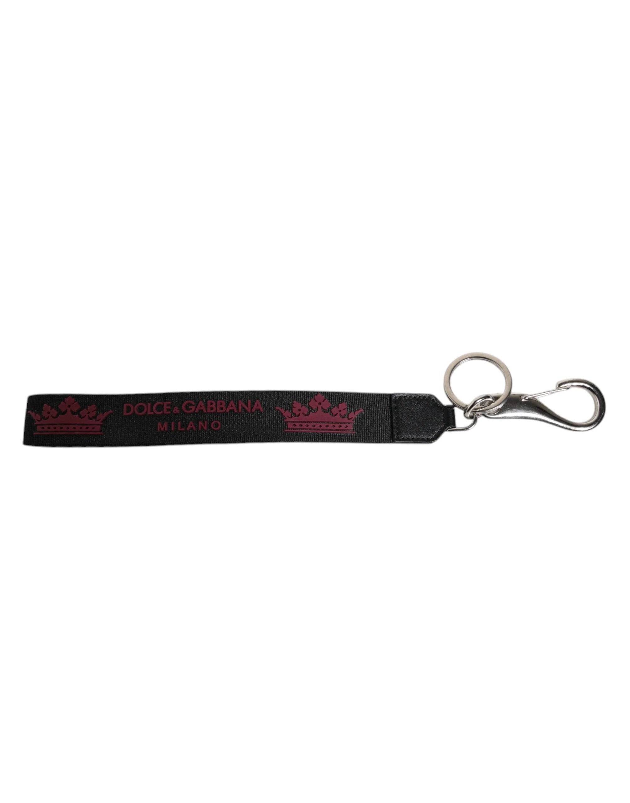 Dolce & Gabbana Black Nylon Logo DG Crown Men's Holder Keychain Keyring by Dolce & Gabbana