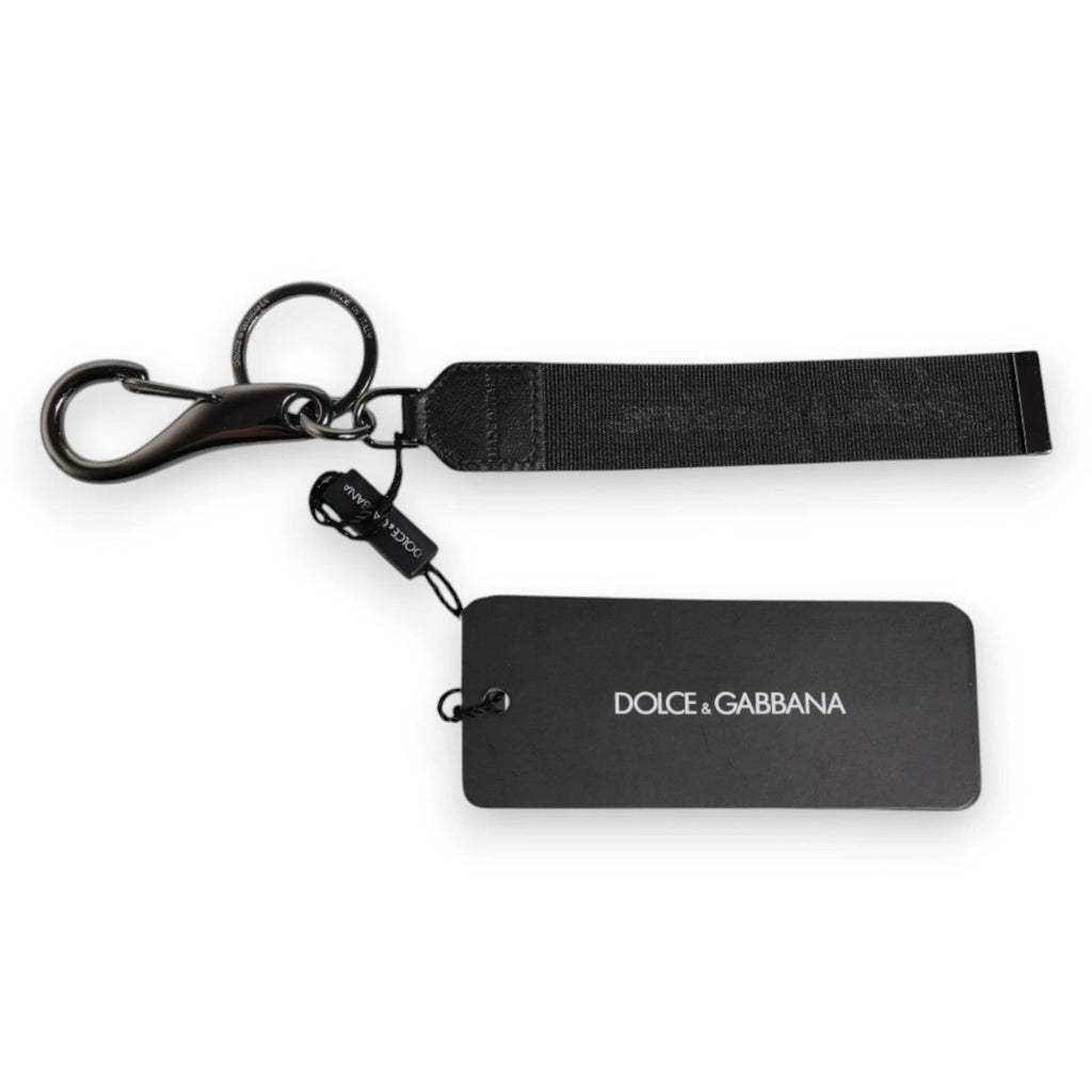 Dolce & Gabbana Black Logo Nylon Silver Brass Men Holder Keychain Keyring by Dolce & Gabbana
