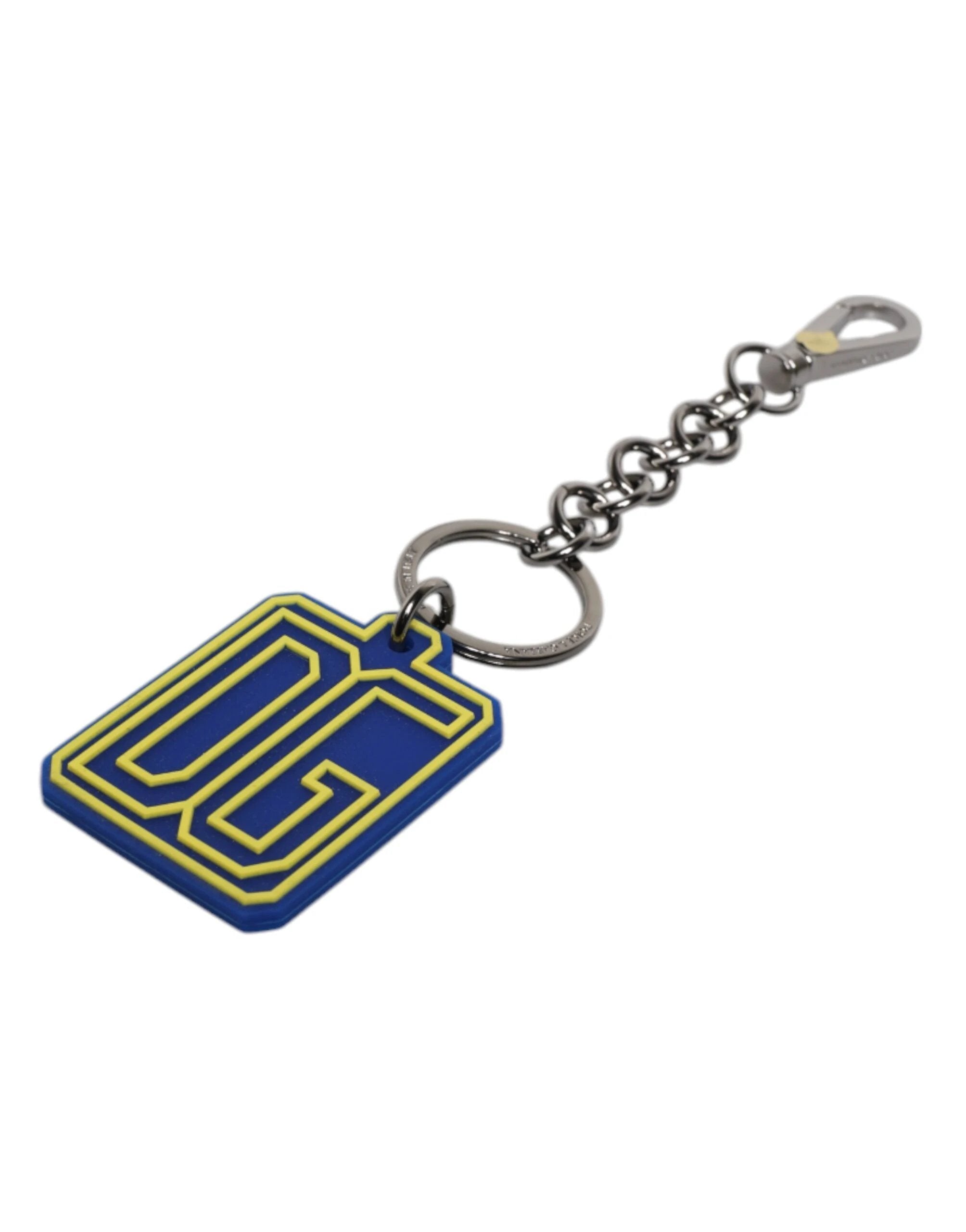 Dolce & Gabbana Blue Yellow DG Rubber Logo Silver Men's Keychain Keyring by Dolce & Gabbana