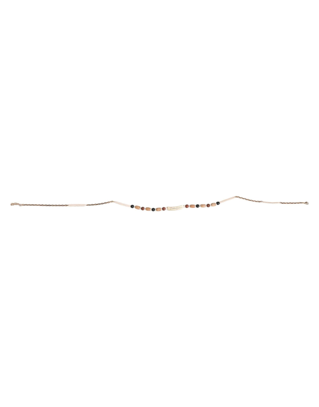 Dolce & Gabbana Black Gold Wooden Beaded Logo Pendant Necklace by Dolce & Gabbana