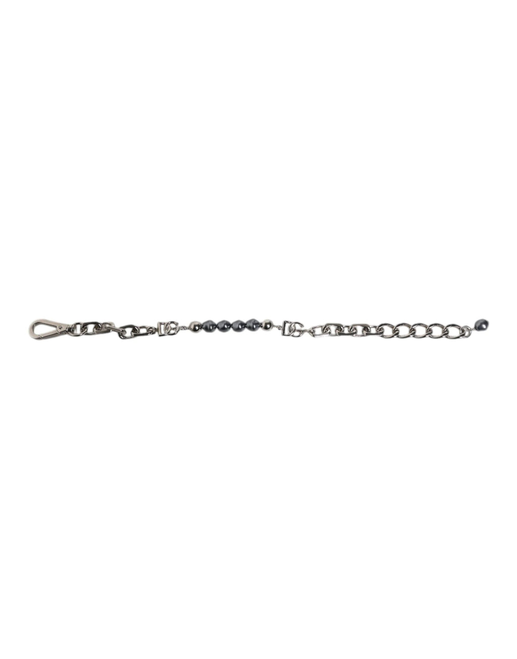 Dolce & Gabbana Silver Tone Chain Lobster Clasp Logo Gray Pearls Bracelet by Dolce & Gabbana