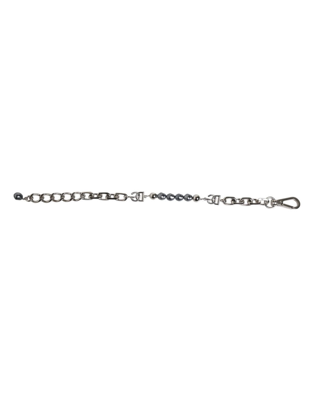Dolce & Gabbana Silver Tone Chain Lobster Clasp Logo Gray Pearls Bracelet by Dolce & Gabbana