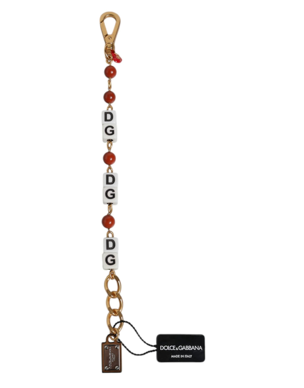 Dolce & Gabbana Multicolor Gold Tone Brass Chain DG Logo Dice Bracelet by Dolce & Gabbana