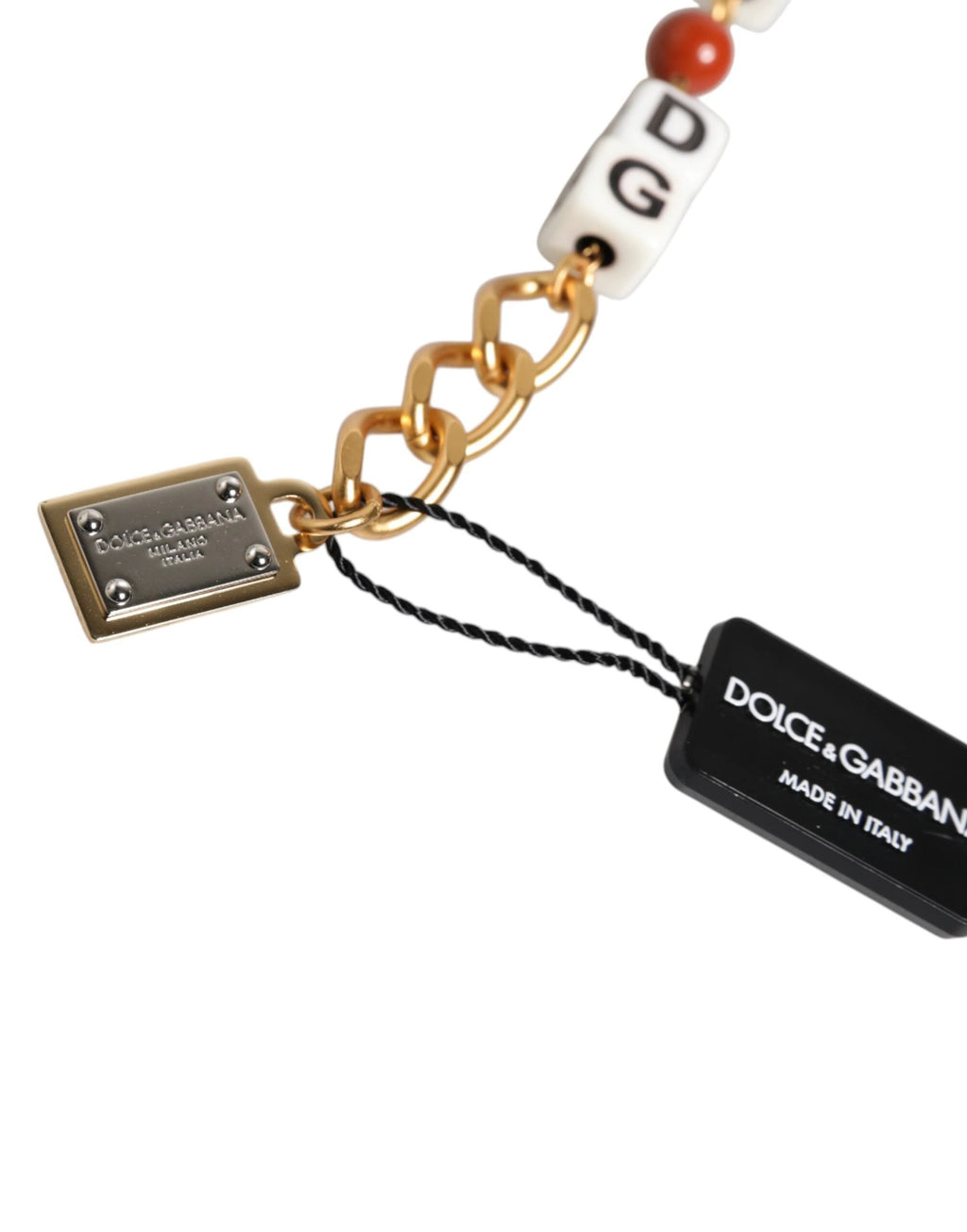 Dolce & Gabbana Multicolor Gold Tone Brass Chain DG Logo Dice Bracelet by Dolce & Gabbana