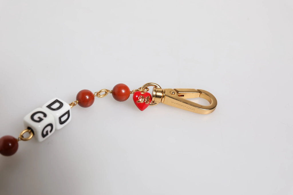 Dolce & Gabbana Multicolor Gold Tone Brass Chain DG Logo Dice Bracelet by Dolce & Gabbana