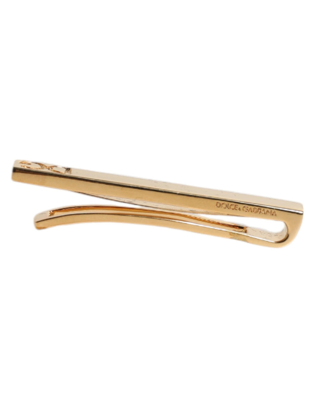 Dolce & Gabbana Gold Tone Brass Logo Branded Tie Clip Bar by Dolce & Gabbana