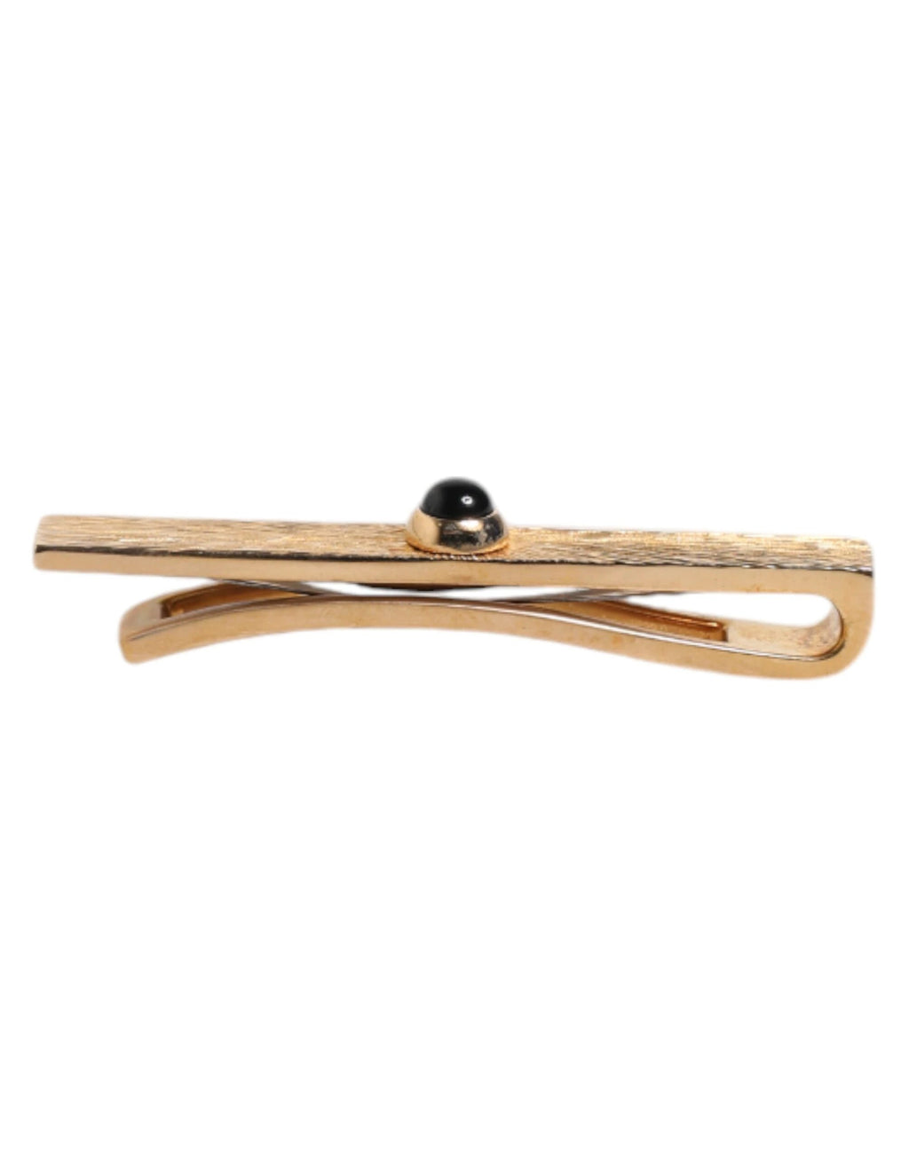 Dolce & Gabbana Black Sapphire Gold Tone Brass Tie Clip Bar by Dolce & Gabbana