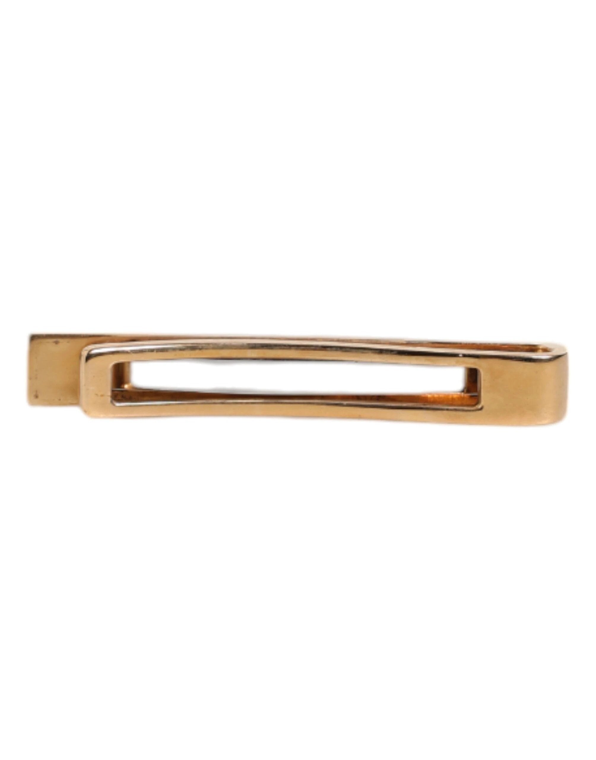 Dolce & Gabbana Black Sapphire Gold Tone Brass Tie Clip Bar by Dolce & Gabbana