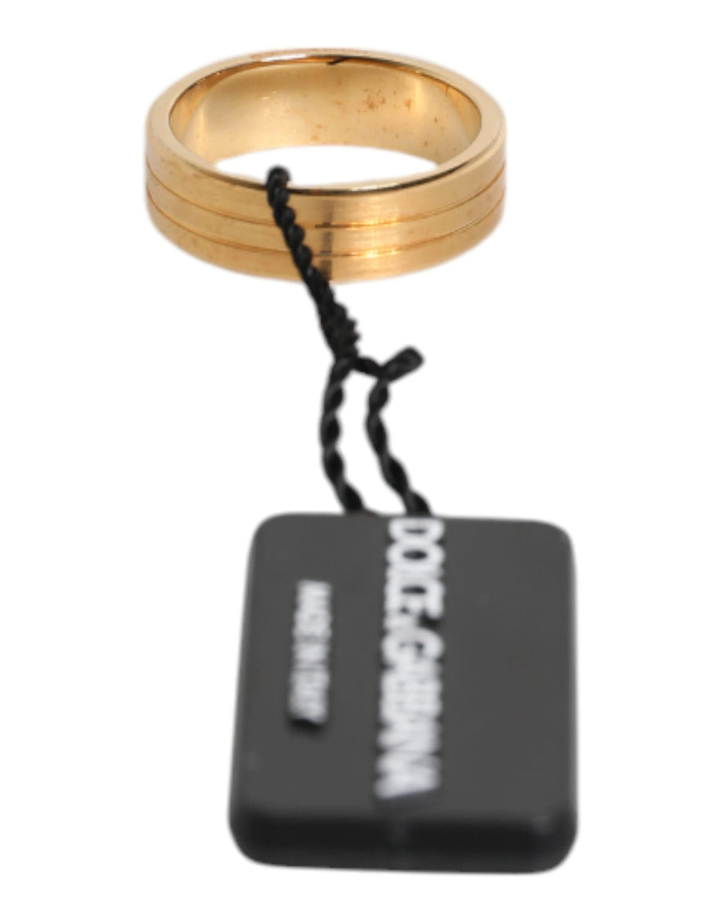 Dolce & Gabbana Gold Tone Brass Red Crystal DG Logo Ring by Dolce & Gabbana