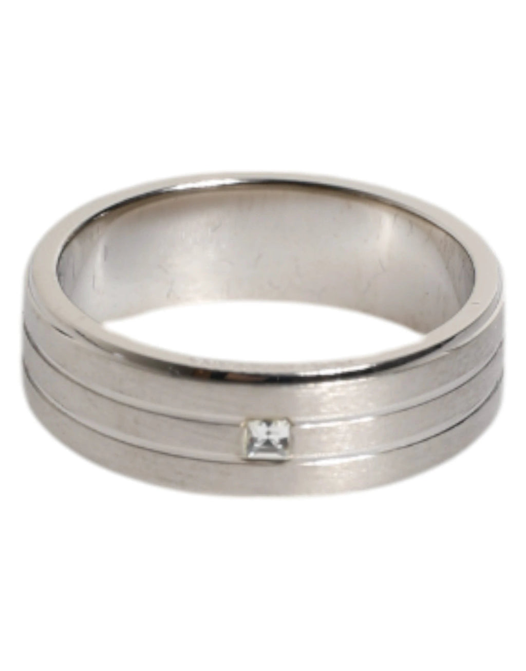 Dolce & Gabbana Silver Tone Brass Clear Crystal DG Logo Ring by Dolce & Gabbana