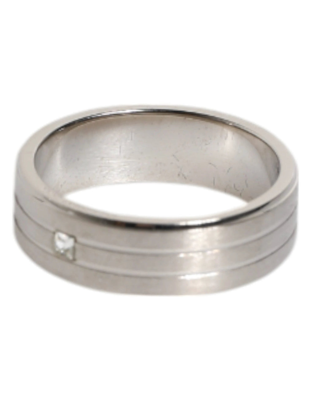 Dolce & Gabbana Silver Tone Brass Clear Crystal DG Logo Ring by Dolce & Gabbana