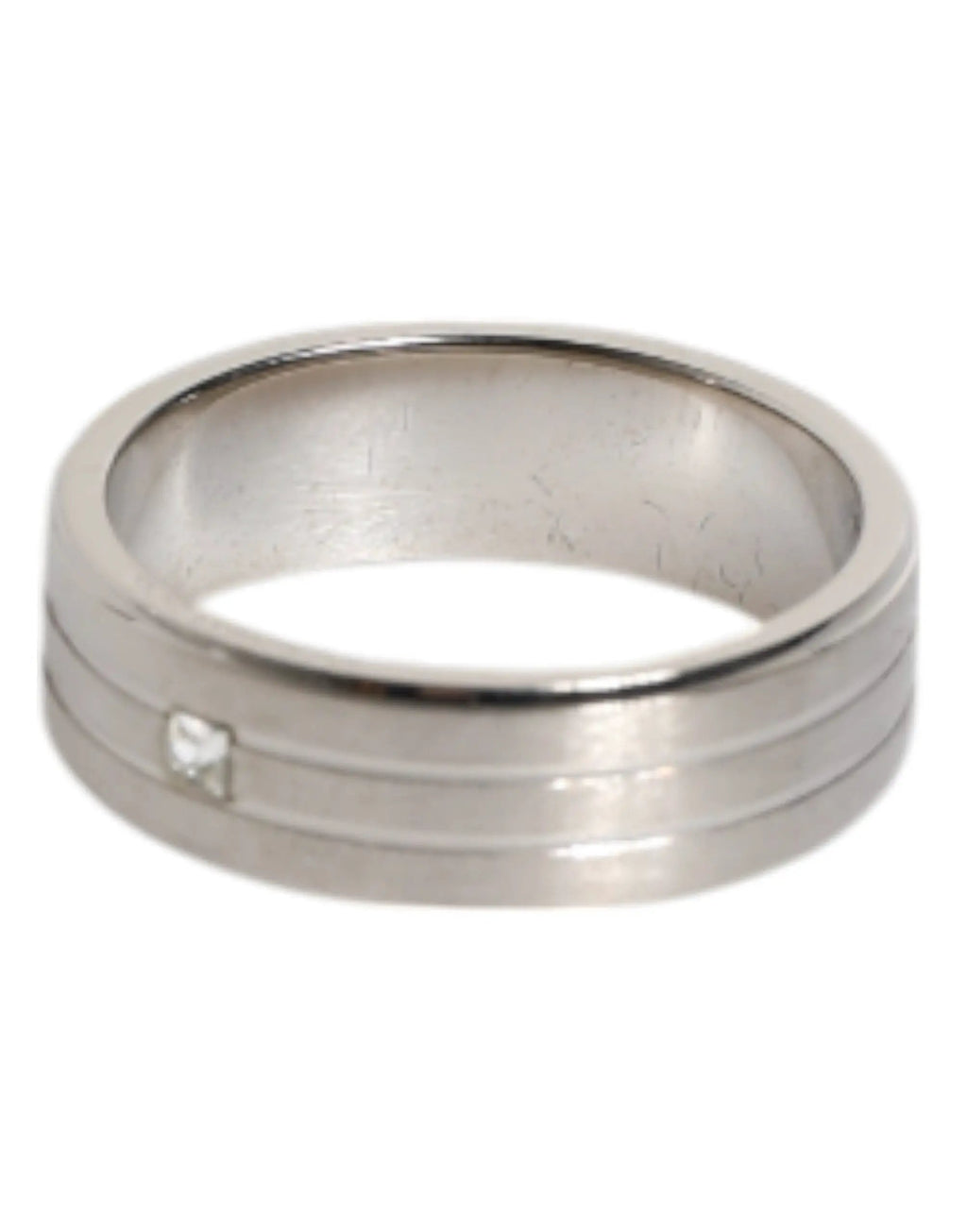 Bague Dolce &amp; Gabbana en laiton argenté avec cristal transparent et logo DG